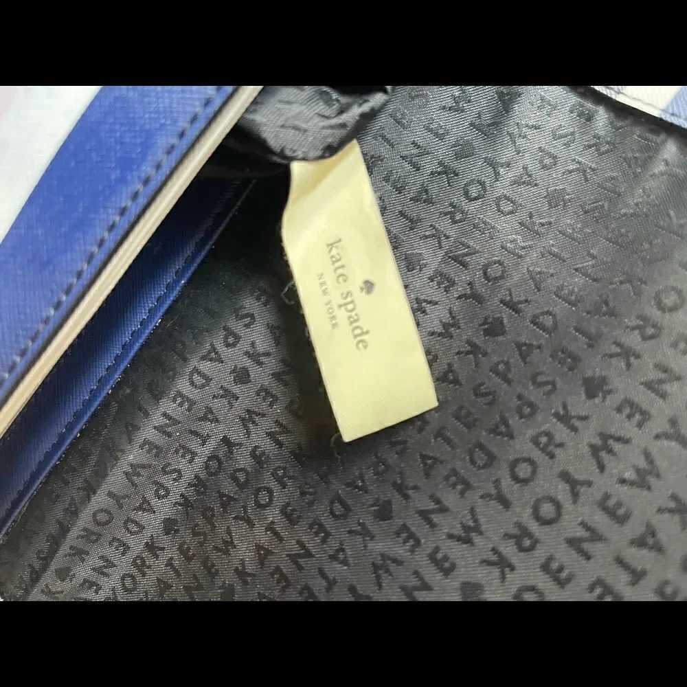Kate Spade New York tricolor stripes Beige light pink & Navy blue cross body bag